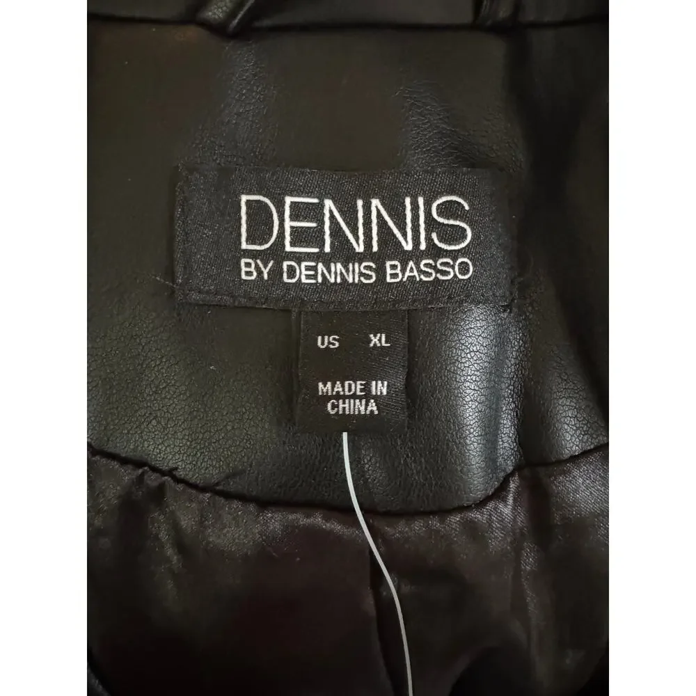 Dennis Basso Luxe Faux Leather‎ Jacket Black Large Petite  NWOT Business Casual